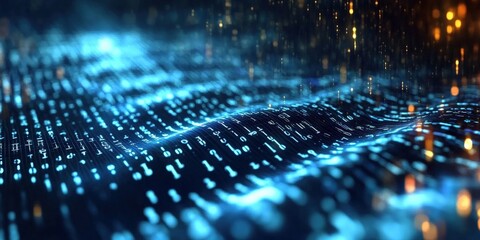 Digital background perfect for tech processes, neural networks, artificial intelligence, data transfer and encryption, digital archives, sound and graphic presentations, science, education, futuristic