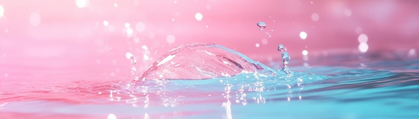 Aufkleber - Water droplet creating splash on a pink and blue surface
