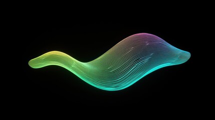 Poster - Abstract flowing wave comprised of multicolored glowing lines on black