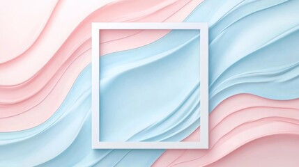 Poster - Abstract background featuring pastel waves and a white frame
