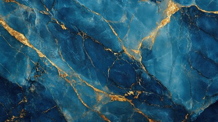 Poster - Abstract blue marble pattern with golden veins running through it