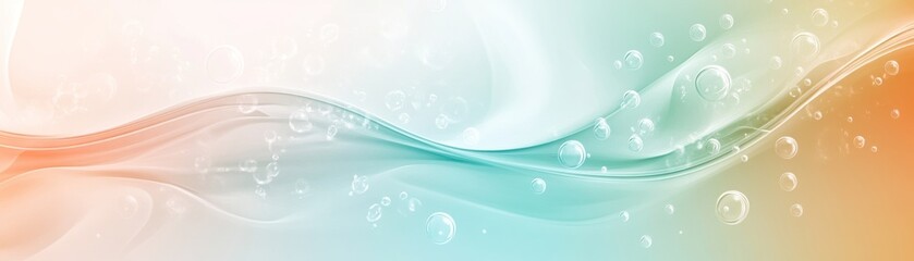 Aufkleber - Abstract waves flow with scattered floating bubbles and gradients