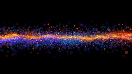 Poster - Wavy colorful particle stream isolated on a black background