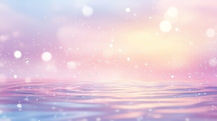 Poster - Abstract ethereal shimmering background with water droplets and pastel colors