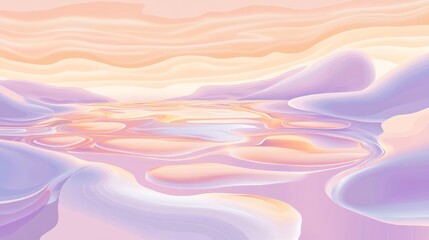 Poster - Abstract landscape with soft pastel colors and smooth formations