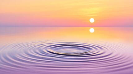 Poster - Gentle ripples in the water mirror the warm sunset colors