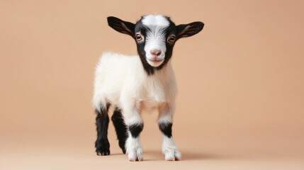 Poster - Adorable baby goat standing with curious and sweet expression