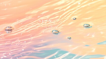 Poster - Bubbles float on the surface of shimmering orange water
