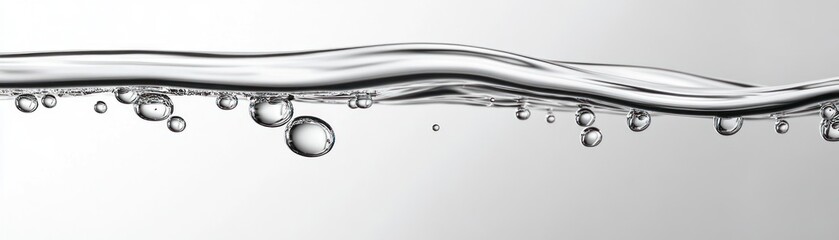 Poster - A crystal clear water surface with rising air bubbles