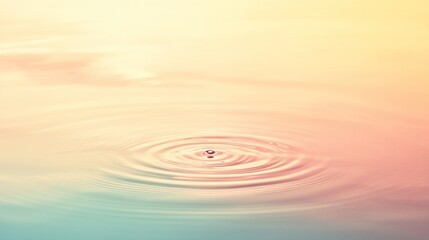 Poster - Water droplet creates concentric ripples on a colored surface