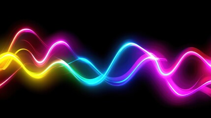 Aufkleber - Colorful light waves flow gracefully against a dark background