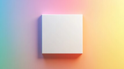 Poster - Centered white cube on gradient colored background presents simplicity