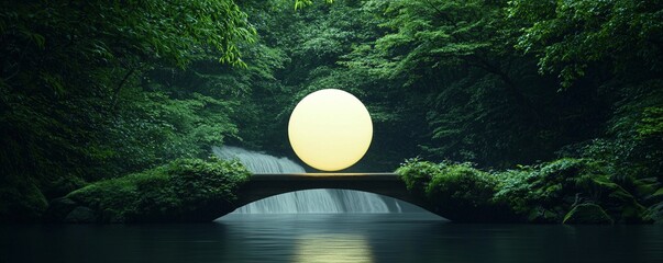 Poster - A hidden city within a colossal waterfall, intricate bridges and towers carved into the rock, glowing lanterns casting reflections on the water, ancient and mysterious