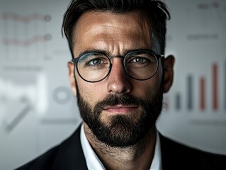 Poster - Examining business growth trends within an office framework using data visualization in a professional context from an eye-level perspective to obtain strategic insights