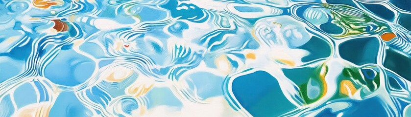 Poster - Ripples and refractions create abstract patterns in clear blue water