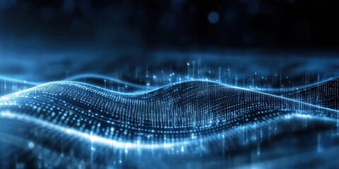 Poster - Digital background perfect for tech processes, neural networks, artificial intelligence, data transfer and encryption, digital archives, sound and graphic presentations, science, education, futuristic
