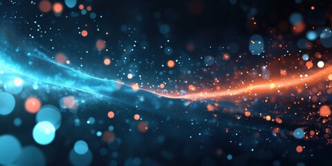 Poster - Digital background perfect for tech processes, neural networks, artificial intelligence, data transfer and encryption, digital archives, sound and graphic presentations, science, education, futuristic