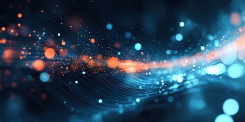 Poster - Digital background perfect for tech processes, neural networks, artificial intelligence, data transfer and encryption, digital archives, sound and graphic presentations, science, education, futuristic