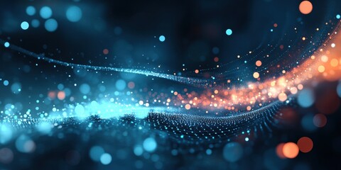 Poster - Digital background perfect for tech processes, neural networks, artificial intelligence, data transfer and encryption, digital archives, sound and graphic presentations, science, education, futuristic