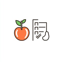 Fototapete - Fruit and Checklist, Simple Icon Graphic