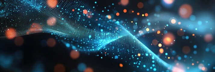 Poster - Digital background perfect for tech processes, neural networks, artificial intelligence, data transfer and encryption, digital archives, sound and graphic presentations, science, education, futuristic