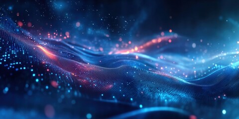 Poster - Digital background perfect for tech processes, neural networks, artificial intelligence, data transfer and encryption, digital archives, sound and graphic presentations, science, education, futuristic