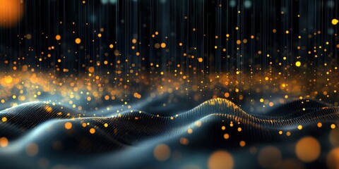 Poster - Digital background perfect for tech processes, neural networks, artificial intelligence, data transfer and encryption, digital archives, sound and graphic presentations, science, education, futuristic