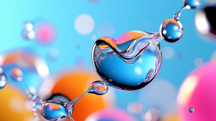 Poster - Abstract Colorful Liquid Bubbles