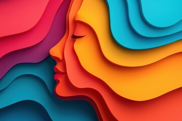 Poster - Colorful abstract art depicting emotional expression studio digital artwork bright environment side view creativity