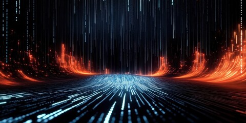 Poster - Digital background perfect for tech processes, neural networks, artificial intelligence, data transfer and encryption, digital archives, sound and graphic presentations, science, education, futuristic