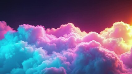Poster - Abstract clouds illuminated by vibrant neon hues