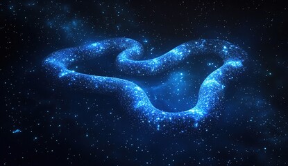 Poster - celestial river of light: cosmic dust forms a serpentine galaxy across dark space