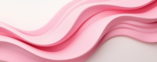 Poster - Flowing waves of soft pink paper art studio abstract design minimalist close-up aesthetic creativity