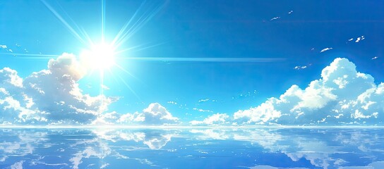 Wall Mural - sunny sky reflecting on calm ocean