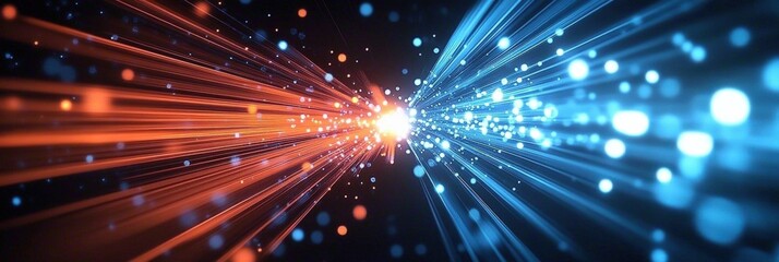 Poster - Digital background perfect for tech processes, neural networks, artificial intelligence, data transfer and encryption, digital archives, sound and graphic presentations, science, education, futuristic