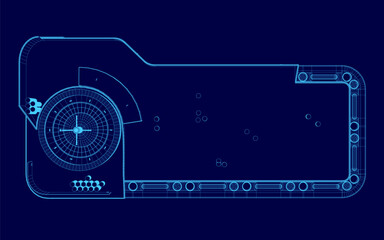 Poster - A blue image of a casino floor with a slot machine. The image is in blue and has a futuristic feel to it. Top view