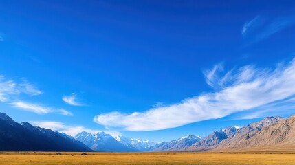 Aufkleber - Expansive field with mountains in the background under a clear blue sky during daytime