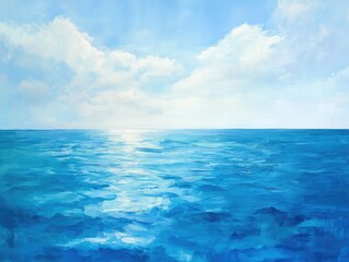 Wall Mural - serene ocean sunrise, painted sky, calm water, travel brochure