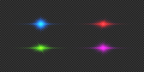 Wall Mural - set of multicolor horizontal light effects of lens flares