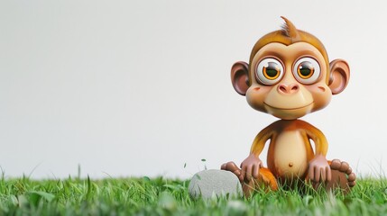 Wall Mural - A cute cartoon monkey 