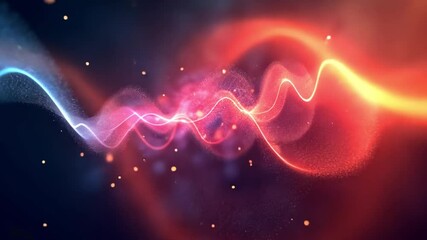Poster - Abstract Energy Wave: Red and Blue Glowing Lights