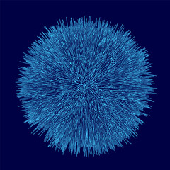 Poster - A blue image of a circle with blue lines. The image is abstract and has a futuristic feel to it