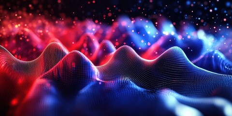 Poster - Digital background perfect for tech processes, neural networks, artificial intelligence, data transfer and encryption, digital archives, sound and graphic presentations, science, education, futuristic
