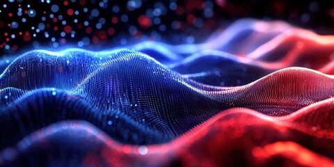 Poster - Digital background perfect for tech processes, neural networks, artificial intelligence, data transfer and encryption, digital archives, sound and graphic presentations, science, education, futuristic