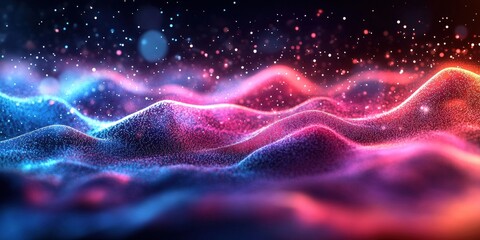 Poster - Digital background perfect for tech processes, neural networks, artificial intelligence, data transfer and encryption, digital archives, sound and graphic presentations, science, education, futuristic