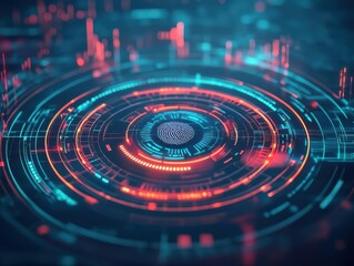 Leinwandbilder - Futuristic user interface displaying fingerprint recognition technology on a digital screen