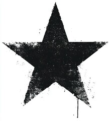 black and white distressed and disintegrating five-pointed star with a dripping effect stencil and p