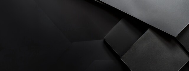 Wall Mural - Abstract minimalist wallpaper with intersecting geometric forms and shapes on black background. Featuring white space in the center for text, ideal for design templates and modern banners.