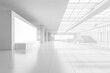 © Kristina - A white wall mockup in a modern empty gallery, rendered in 3D. A big stand mockup in a museum with contemporary art exhibitions. A large hall interior with wide banner exposition templates