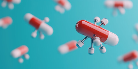 Poster - High tech nanobots delivering personalized medicine in futuristic setting